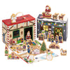 yoamo Wichtelwerkstatt Adventskalender mit Spielkoffer für Kinder mit Holzfiguren in hochwertigem Aufbewahrungs-Koffer, 27-teilig (1 Set)